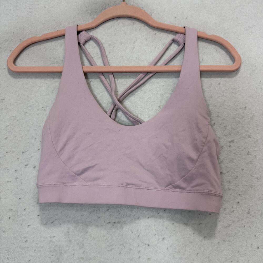 PrAna Sports Bra Womens Medium Pink Strappy Crossback Lined Yoga Athletic Top